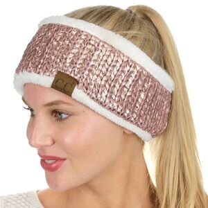 C.C Rose Gold with White Sherpa trim Headband